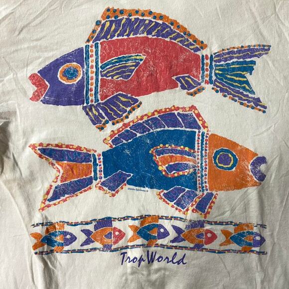 Vintage hanes beefy single stitch TropWorld big print fish tee - Picture 1 of 7